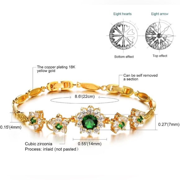 Womens Bangle Bracelets, Adjustable Emerald Love Flower Link Bangles Bracelets - Picture 5 of 5